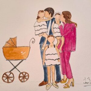 "Retrato de familia en acuarela personalizado por encargo"