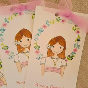 recordatorios comunión originales personalizados en acuarela